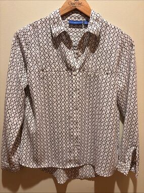 Apt. 9 Cream and Black Crescent-Print Button-Down Shirt